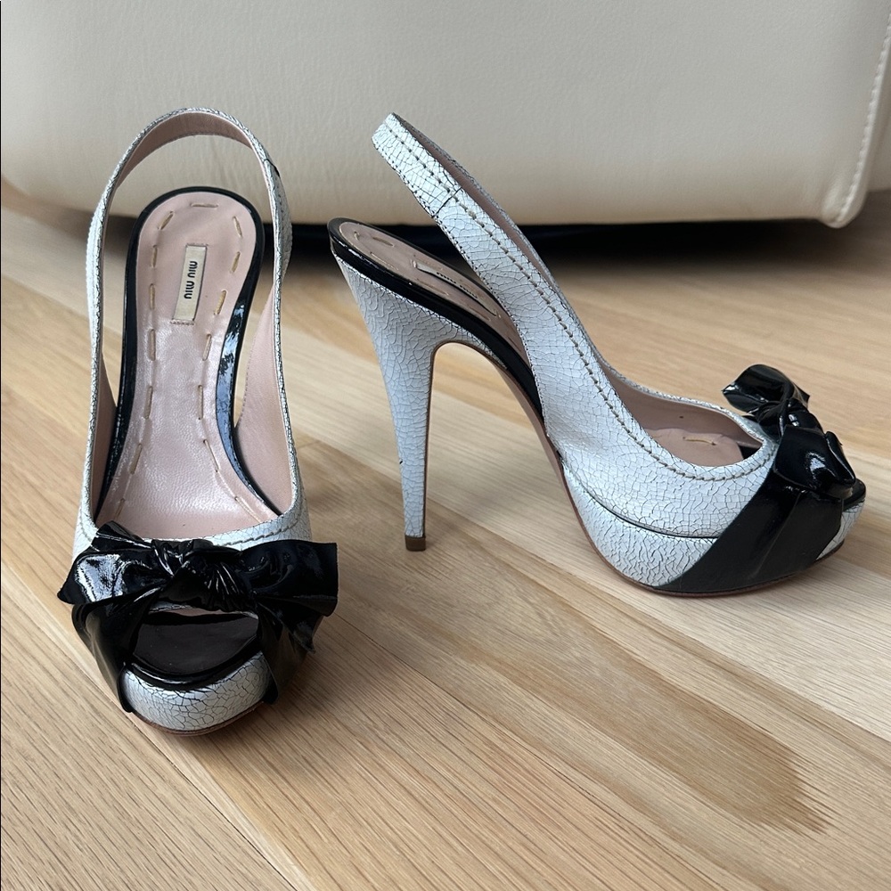 Miu Miu Black and White Bow Heels